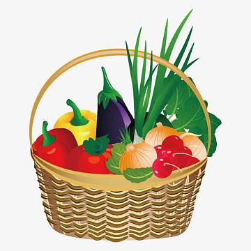 卡通果篮 竹篮png竹条编织png蔬菜篮子png一篮子新鲜绿色菜心美食插图