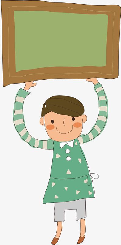 png举着牌子的小男孩矢量素材png卡通人物举着牌子走路的男人png举