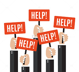 矢量举HELP的手