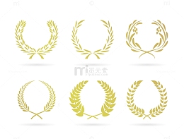 矢量清新唯美浅绿色麦穗花环