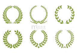 矢量绿色清新麦穗花环