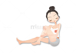 手绘坐姿美女
