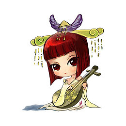 手绘q版舞天姬与颜如玉