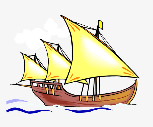 卡通航行的船只