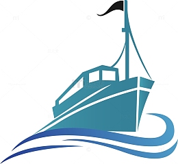 蓝色货船矢量图
