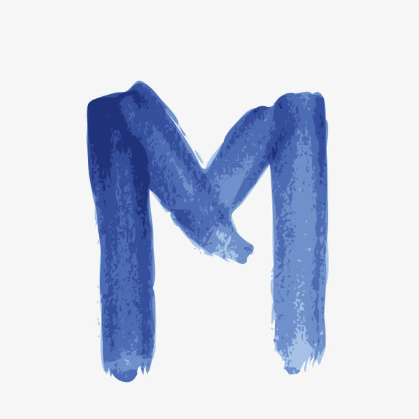 蓝色手绘字母m