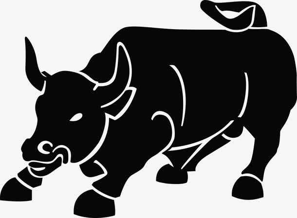 卡通手绘焦急奔跑公牛