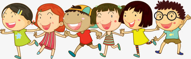 矢量手绘一排小朋友