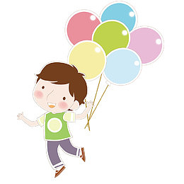 小朋友拿着气球