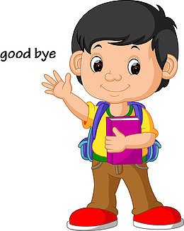 矢量小朋友挥手goodbye