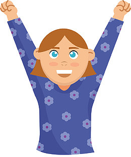 双手高举的女孩