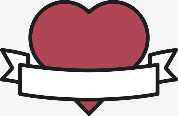红色爱心彩带标题框