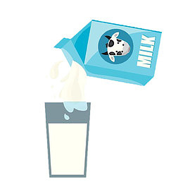把牛奶倒入杯子里