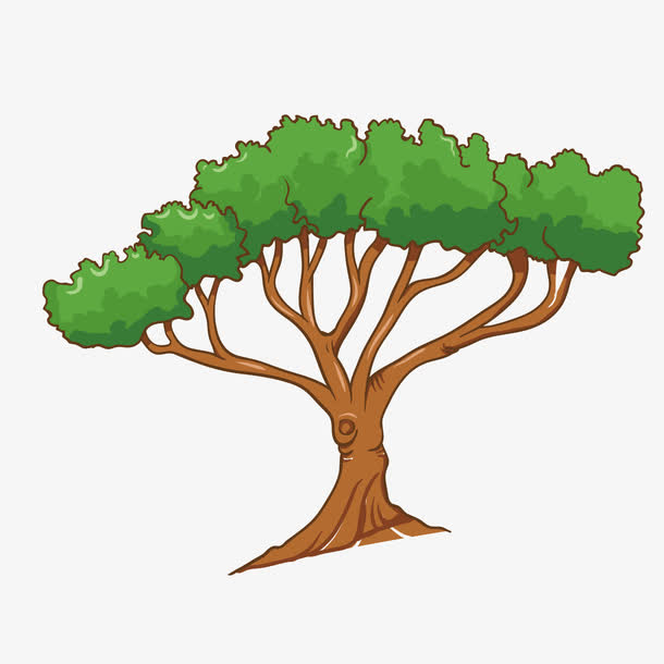 矢量卡通绿色大树