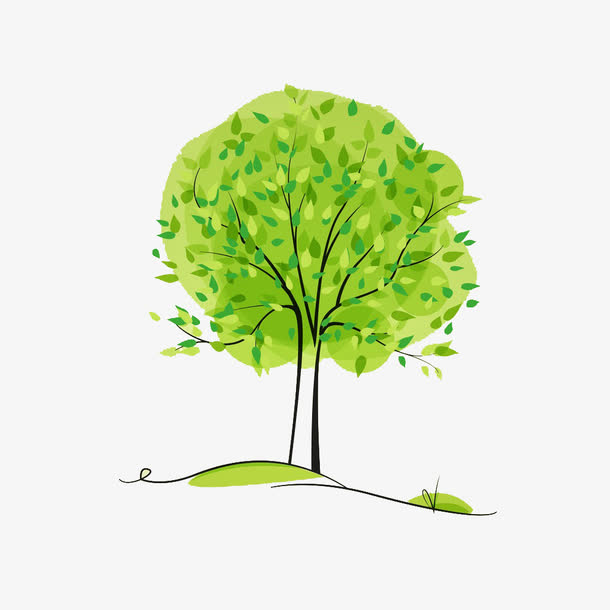 春天树木卡通漫画高清免扣素材