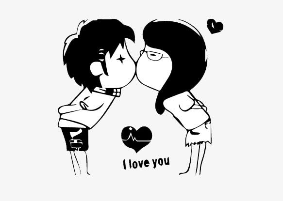 亲吻的卡通情侣