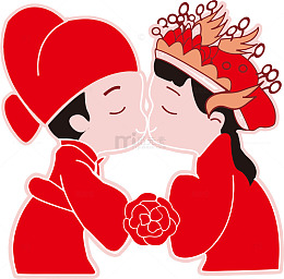 亲吻的新郎新娘