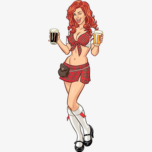 端啤酒的女人