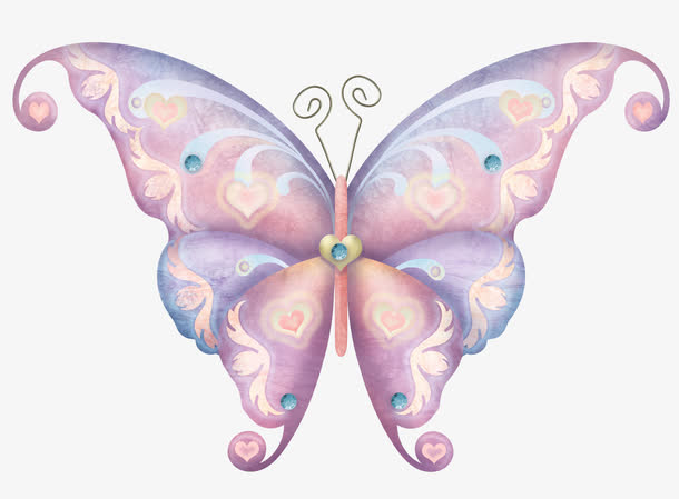 手绘紫色蝴蝶卡通