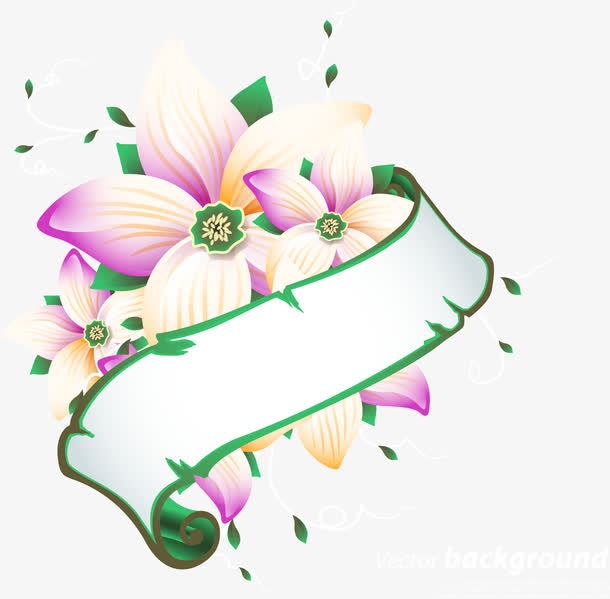 矢量花朵绶带