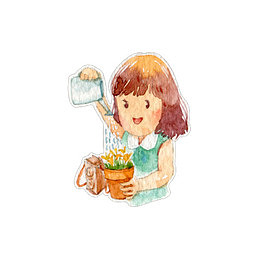 浇花的小女孩