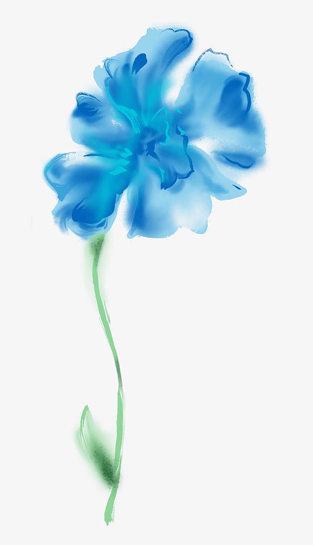 蓝色的水彩花