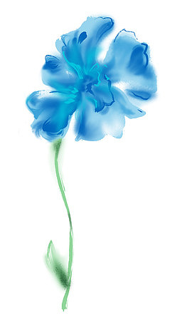 蓝色的水彩花
