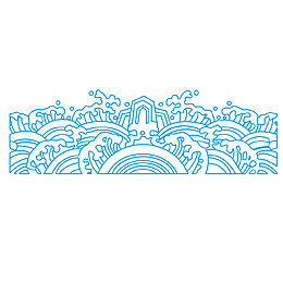 矢量海浪纹理浅蓝色古典