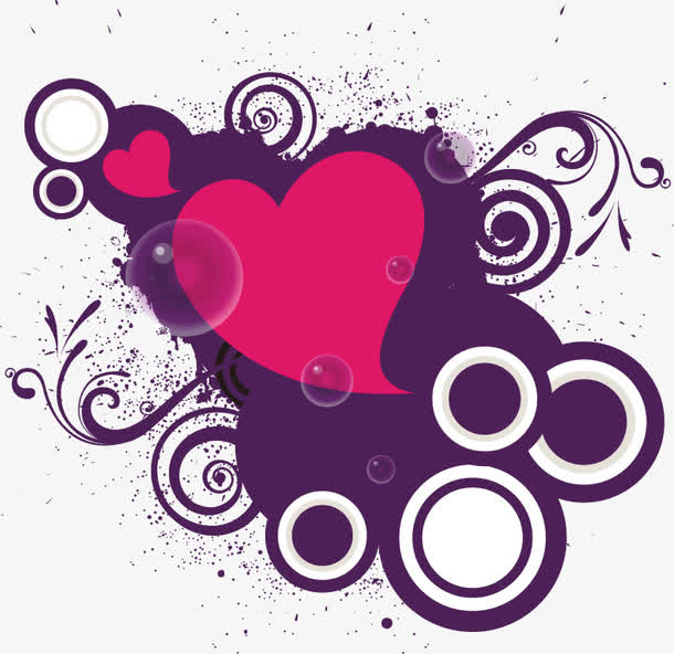 手绘紫色底纹心形圆圈