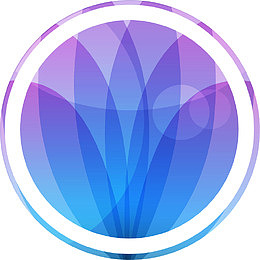 手绘圆圈紫蓝莲花图案