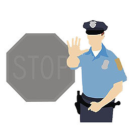 交警值勤停止前行