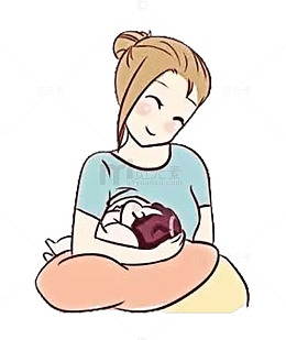 卡通母乳喂养婴儿漫画PNG