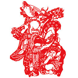 寿星童子剪纸