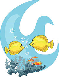 手绘蓝色海底世界