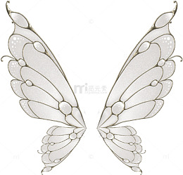 手绘白色蝴蝶翅膀