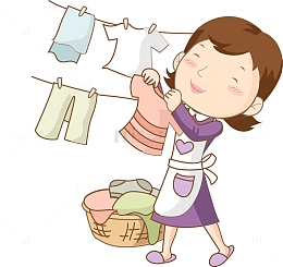 晾衣服的女人