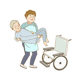 抱妈妈坐着轮椅上