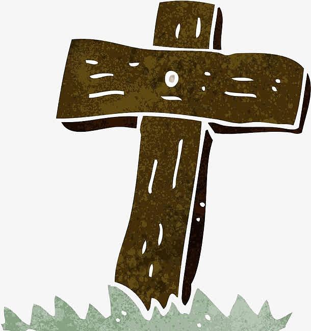 卡通十字架墓碑
