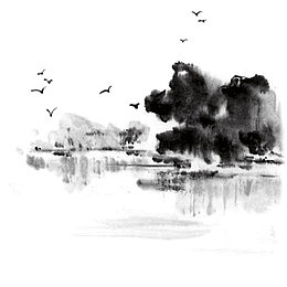 水墨画png透明免抠