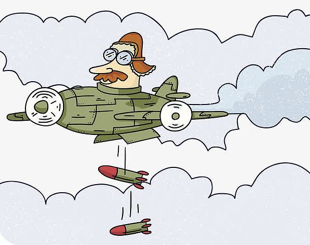 战斗机空袭插画卡通