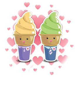 卡通情侣冰淇淋