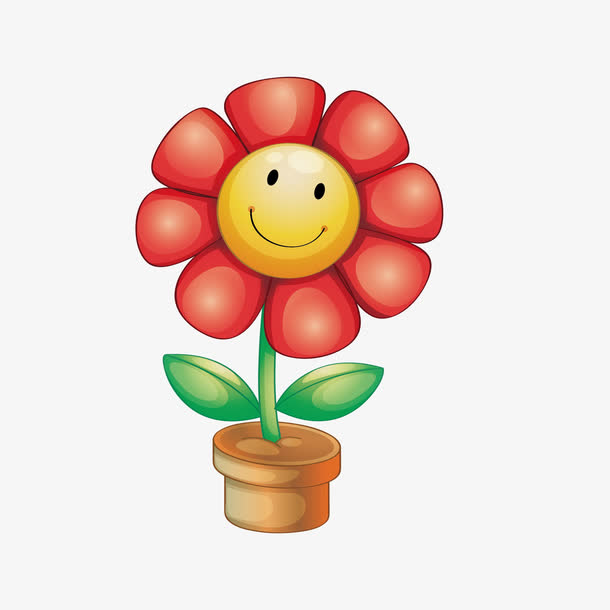 手绘卡通盆栽向日葵