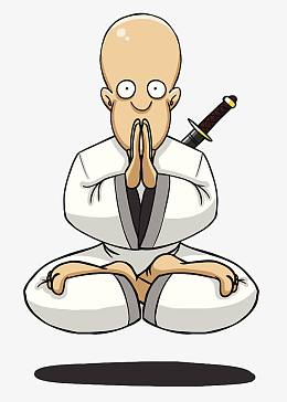卡通高僧打坐