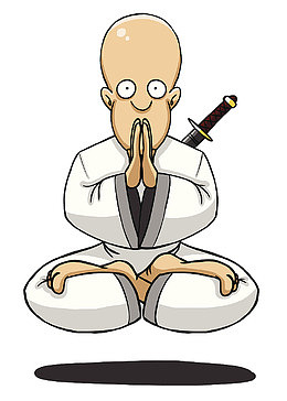 卡通高僧打坐