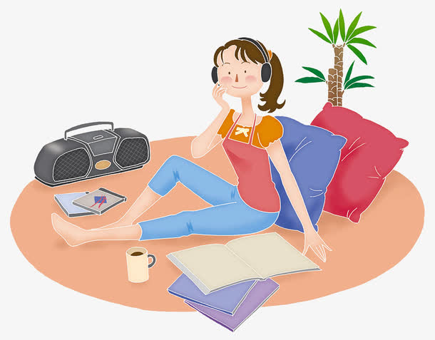 手绘插图享受假日放松心情