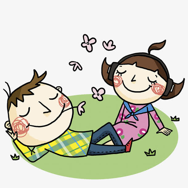 卡通放松心情享受两人独处时光