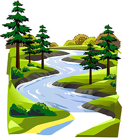 矢量手绘山水