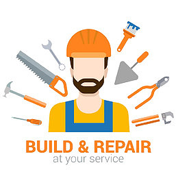 卡通装修工人标志设计