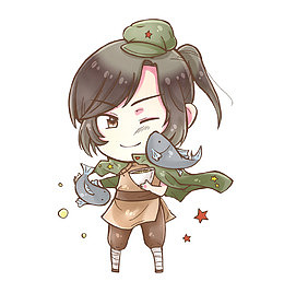 鱼儿小男孩