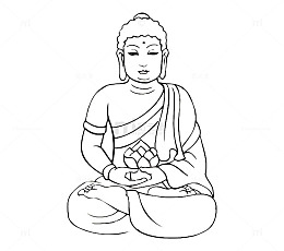 现代插画风格释迦牟尼佛打坐画像